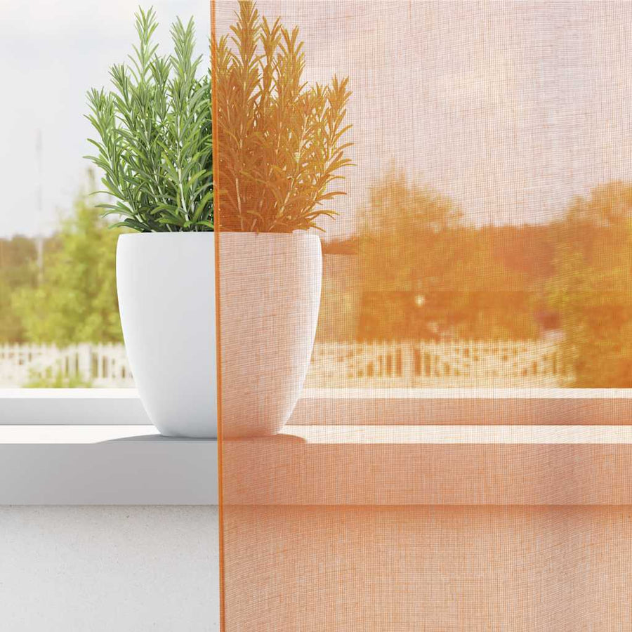 Gordijnen voile met doorvoertules 2 st 140x140 cm oranje
