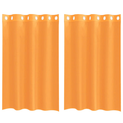 Gordijnen Voile met doorvoertules 2 st 140x175 cm oranje
