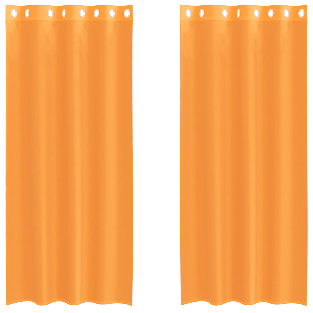 Gordijnen voile met doorvoertules 2 st 140x245 cm oranje
