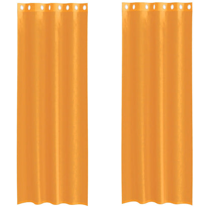 Gordijnen voile met doorvoertules 2 st 140x260 cm oranje