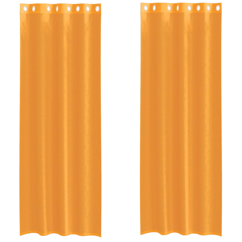 Gordijnen voile met doorvoertules 2 st 140x300 cm oranje