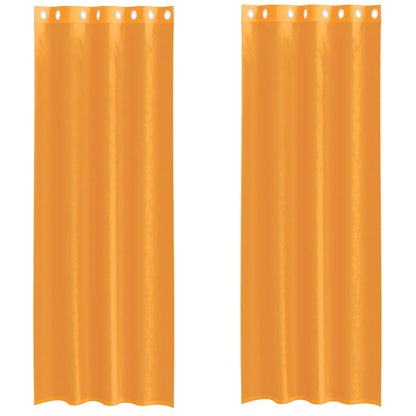 Gordijnen voile met doorvoertules 2 st 140x300 cm oranje