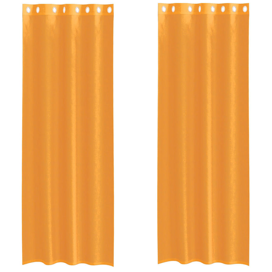 Gordijnen voile met doorvoertules 2 st 140x300 cm oranje