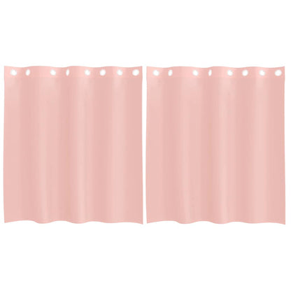 Gordijnen voile met doorvoertules 2 st 140x140 cm roze