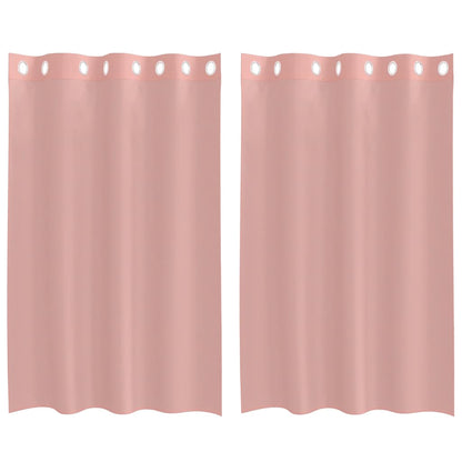 Gordijnen voile met doorvoertules 2 st 140x175 cm roze