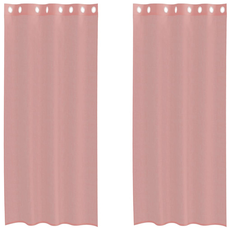 Gordijnen met doorvoertules 2 st 140x225 cm roze