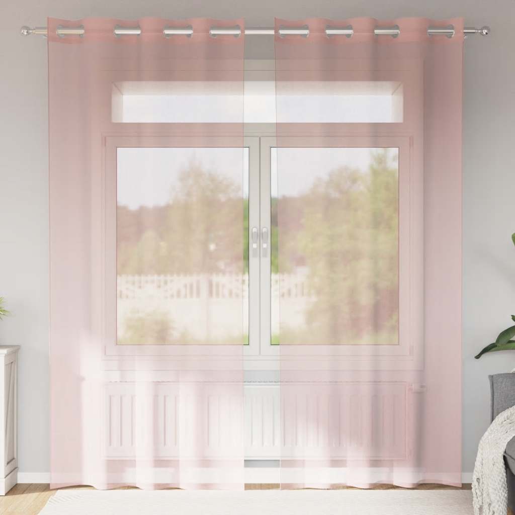Gordijnen met doorvoertules 2 st 140x225 cm roze