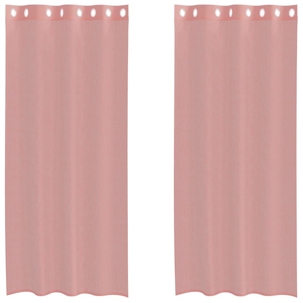 Gordijnen voile met doorvoertules 2 st 140x245 cm roze
