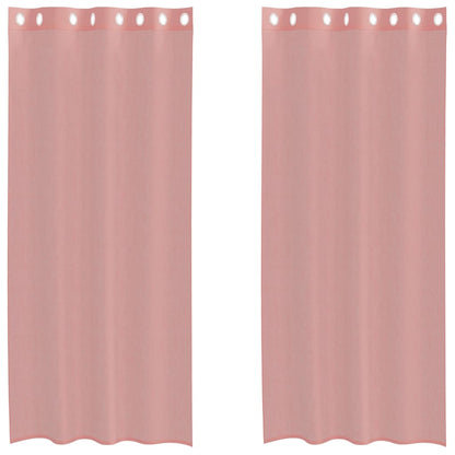 Gordijnen voile met doorvoertules 2 st 140x245 cm roze