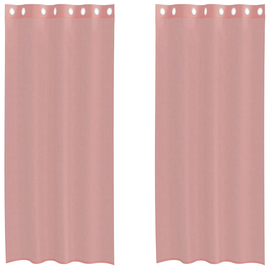 Gordijnen voile met doorvoertules 2 st 140x245 cm roze
