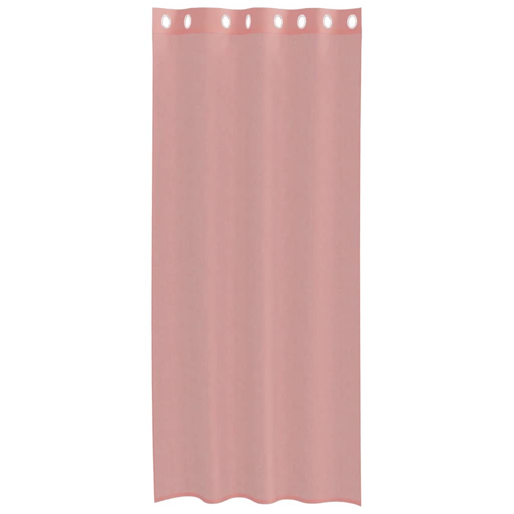 Gordijnen voile met doorvoertules 2 st 140x245 cm roze