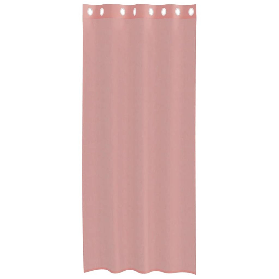 Gordijnen voile met doorvoertules 2 st 140x245 cm roze