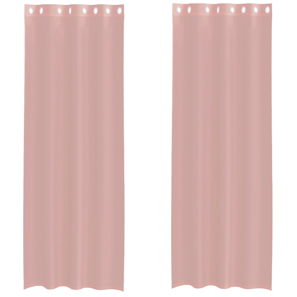 Gordijnen Voile met doorvoertules 2 st 140x260 cm roze