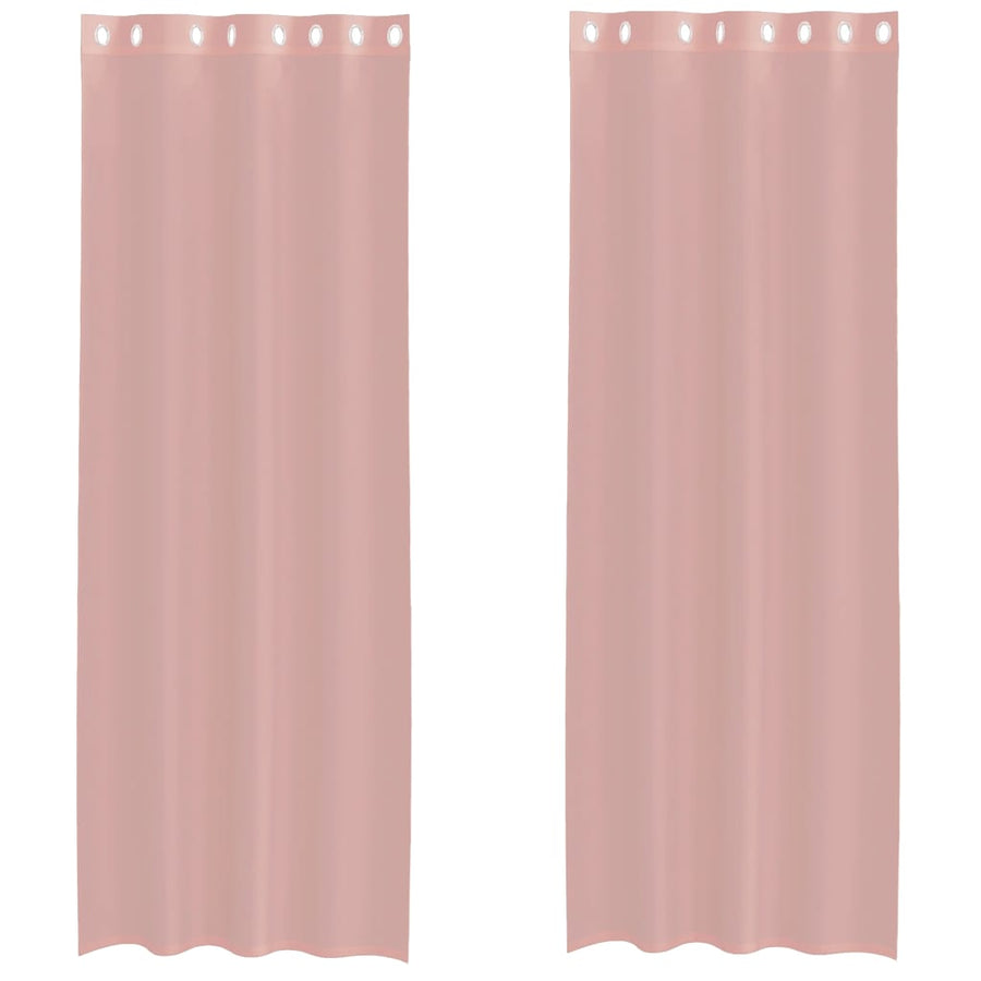 Gordijnen Voile met doorvoertules 2 st 140x260 cm roze