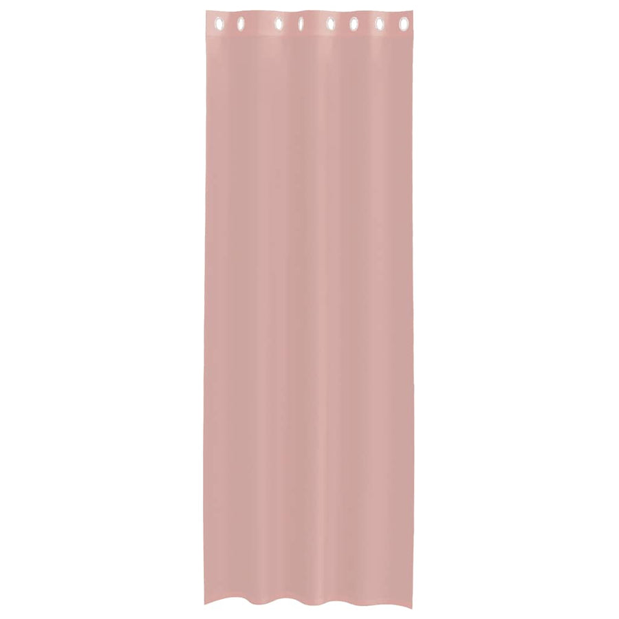 Gordijnen Voile met doorvoertules 2 st 140x260 cm roze
