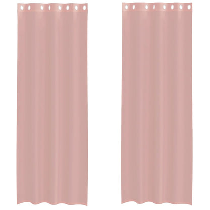 Gordijnen voile met doorvoertules 2 st 140x300 cm roze