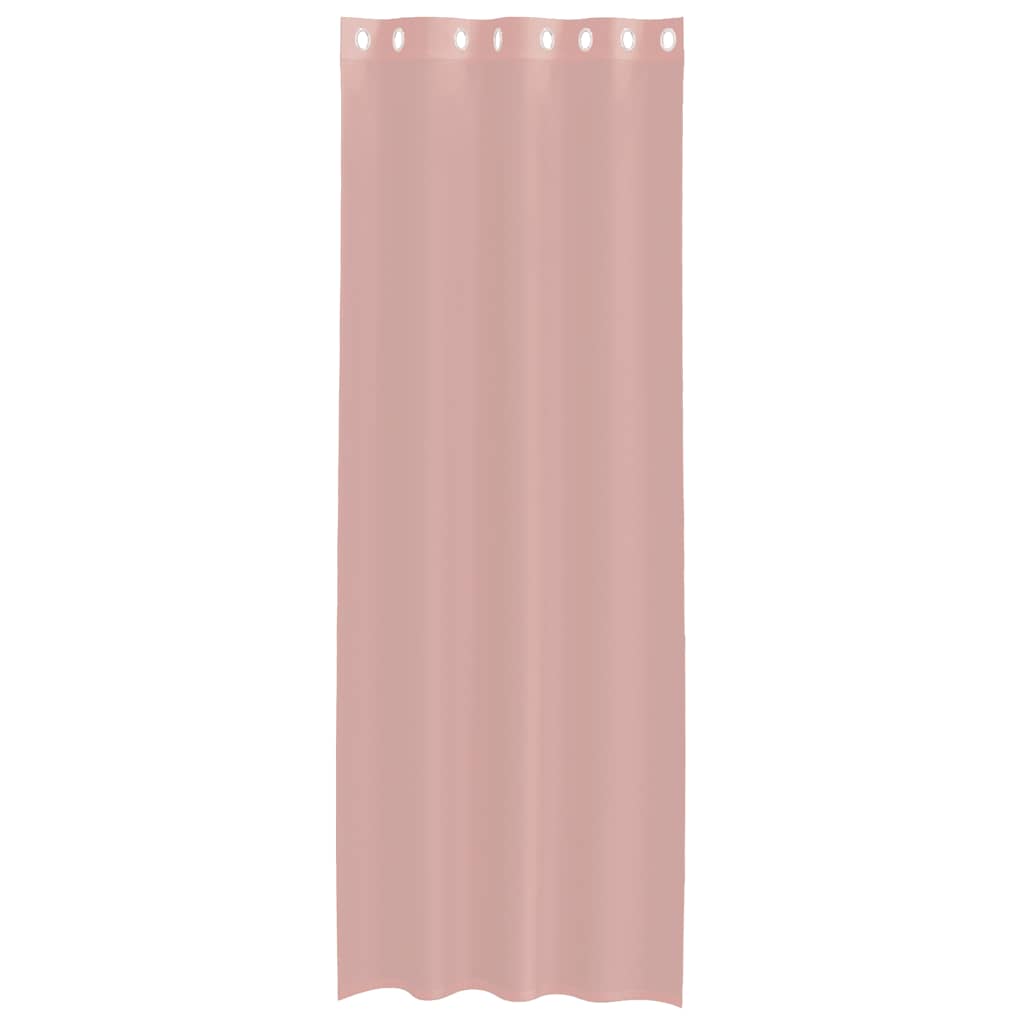 Gordijnen voile met doorvoertules 2 st 140x300 cm roze