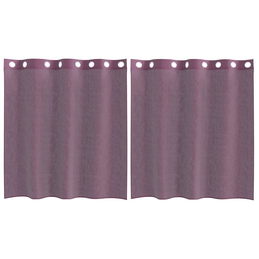 Gordijnen Voile met doorvoertules 2 st paars 140x140 cm