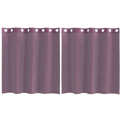 Gordijnen Voile met doorvoertules 2 st paars 140x140 cm
