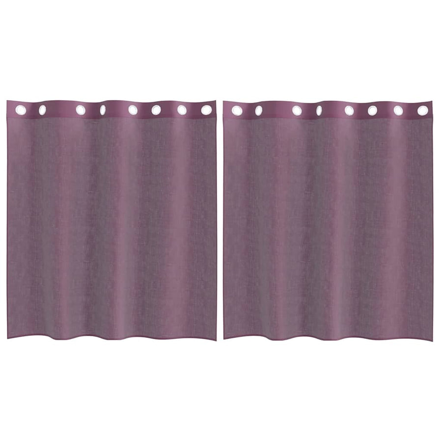 Gordijnen Voile met doorvoertules 2 st paars 140x140 cm