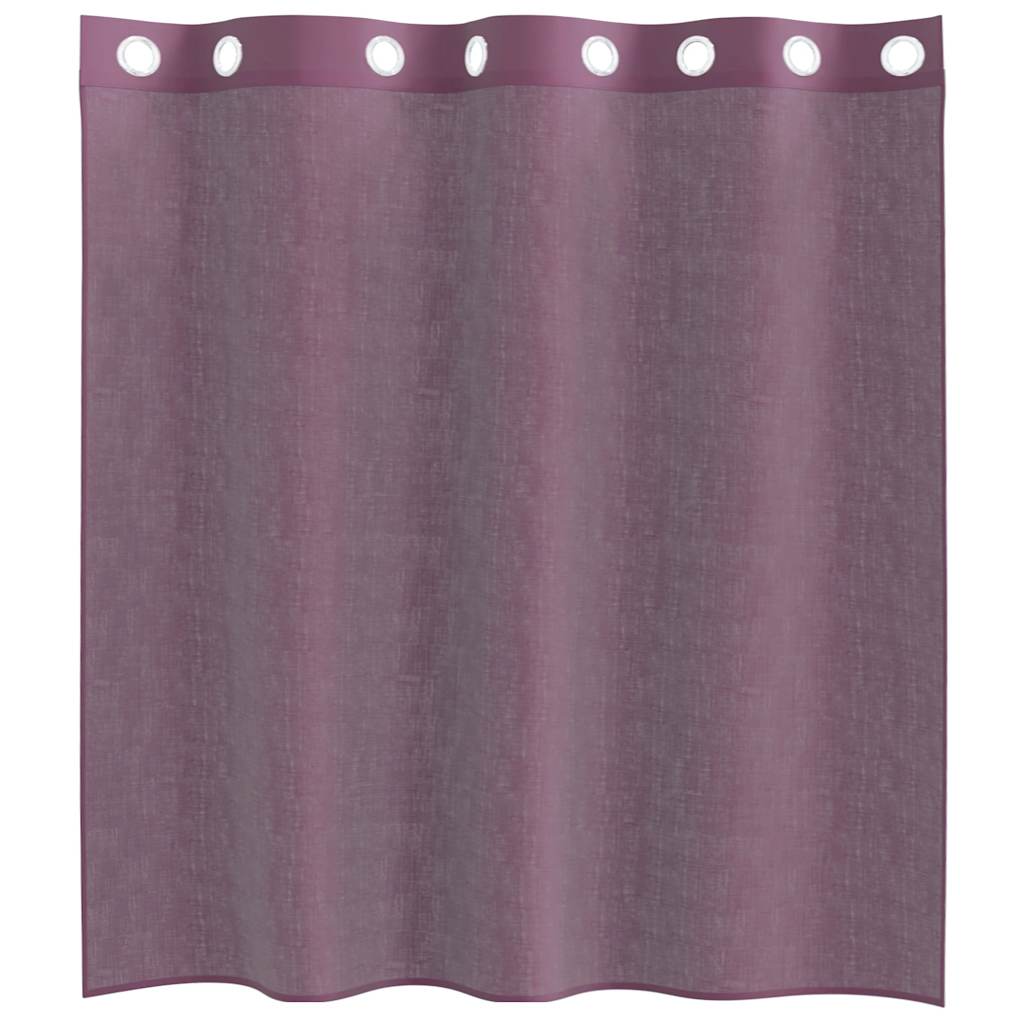 Gordijnen Voile met doorvoertules 2 st paars 140x140 cm