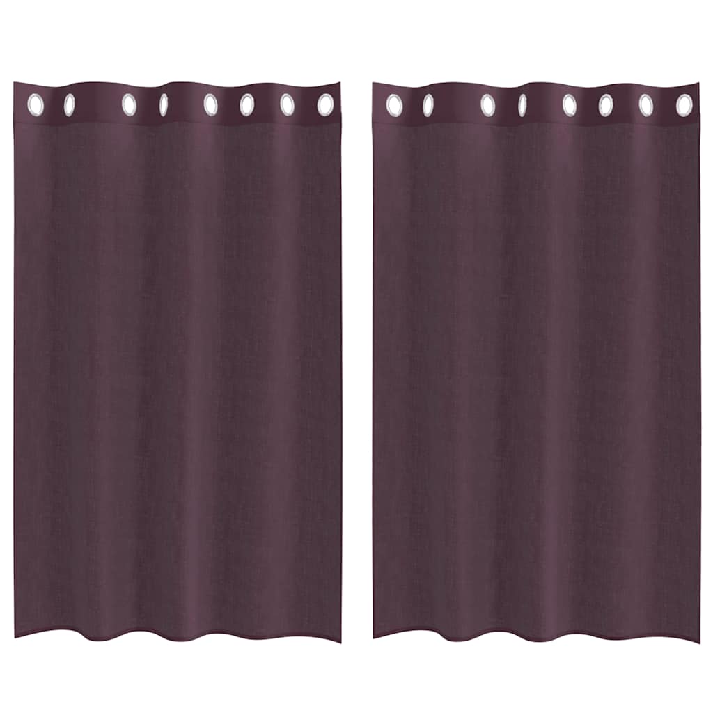Gordijnen Voile met doorvoertules 2 st 140x175 cm paars
