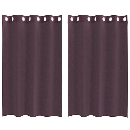 Gordijnen Voile met doorvoertules 2 st 140x175 cm paars