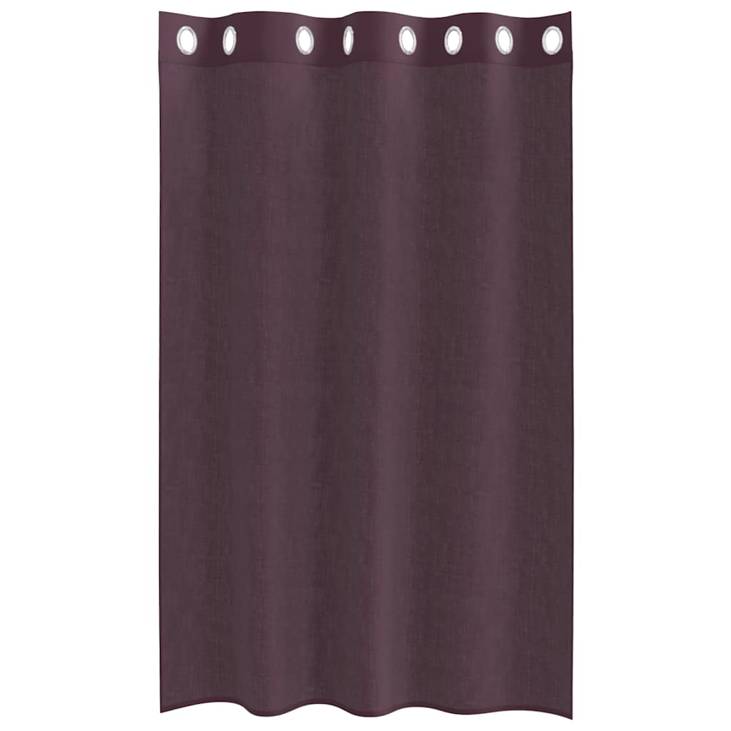 Gordijnen Voile met doorvoertules 2 st 140x175 cm paars