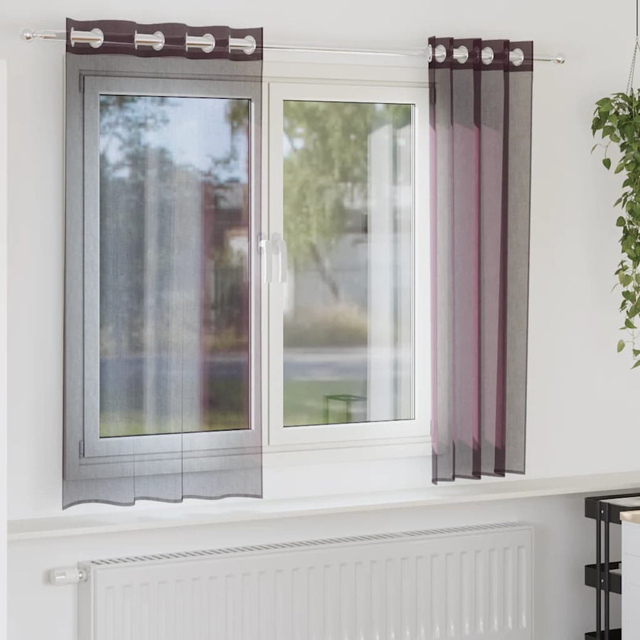 Gordijnen Voile met doorvoertules 2 st 140x175 cm paars