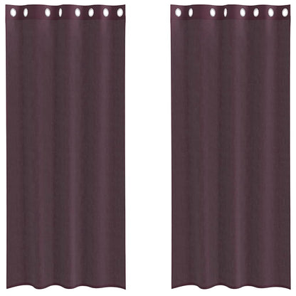 Gordijnen voile met doorvoertules 2 st 140x225 cm paars