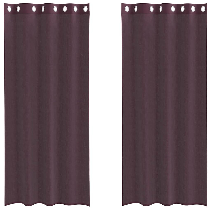 Gordijnen voile met doorvoertules 2 st 140x225 cm paars