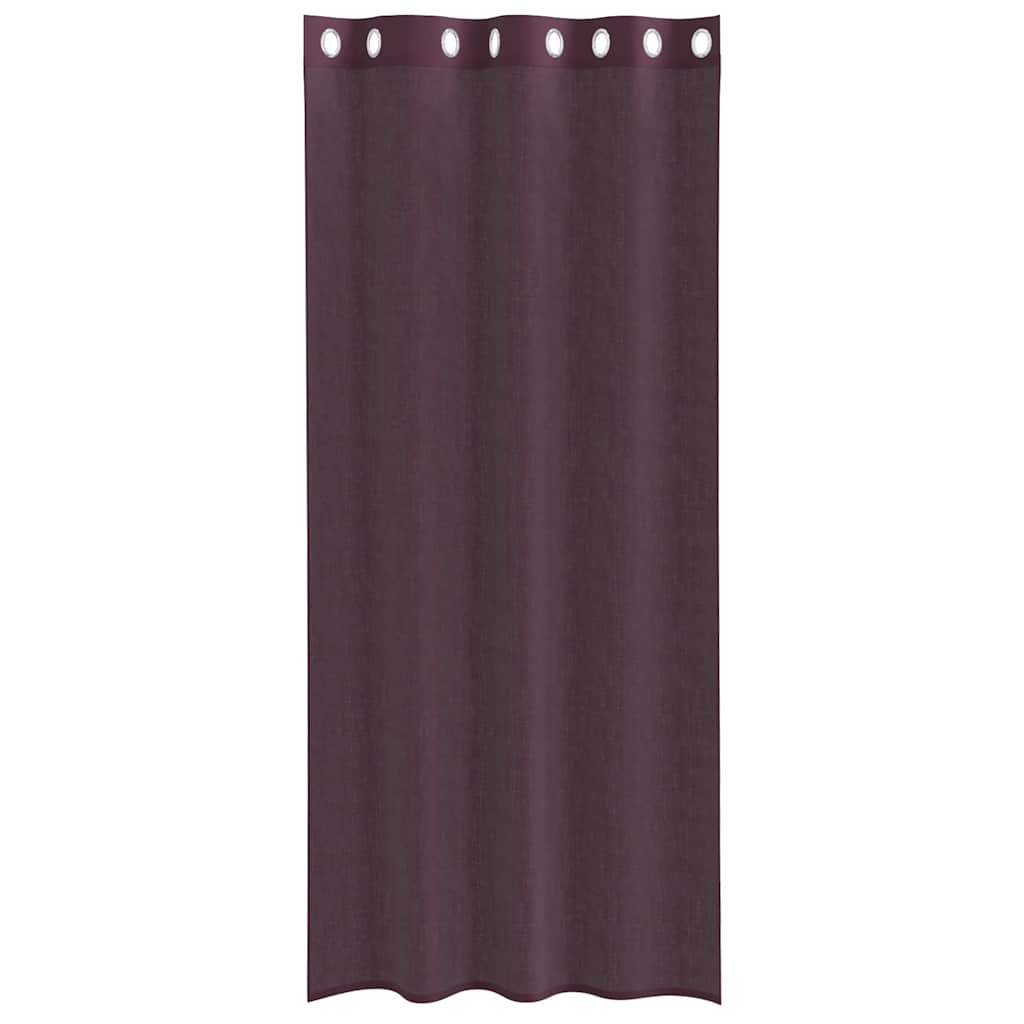 Gordijnen voile met doorvoertules 2 st 140x225 cm paars