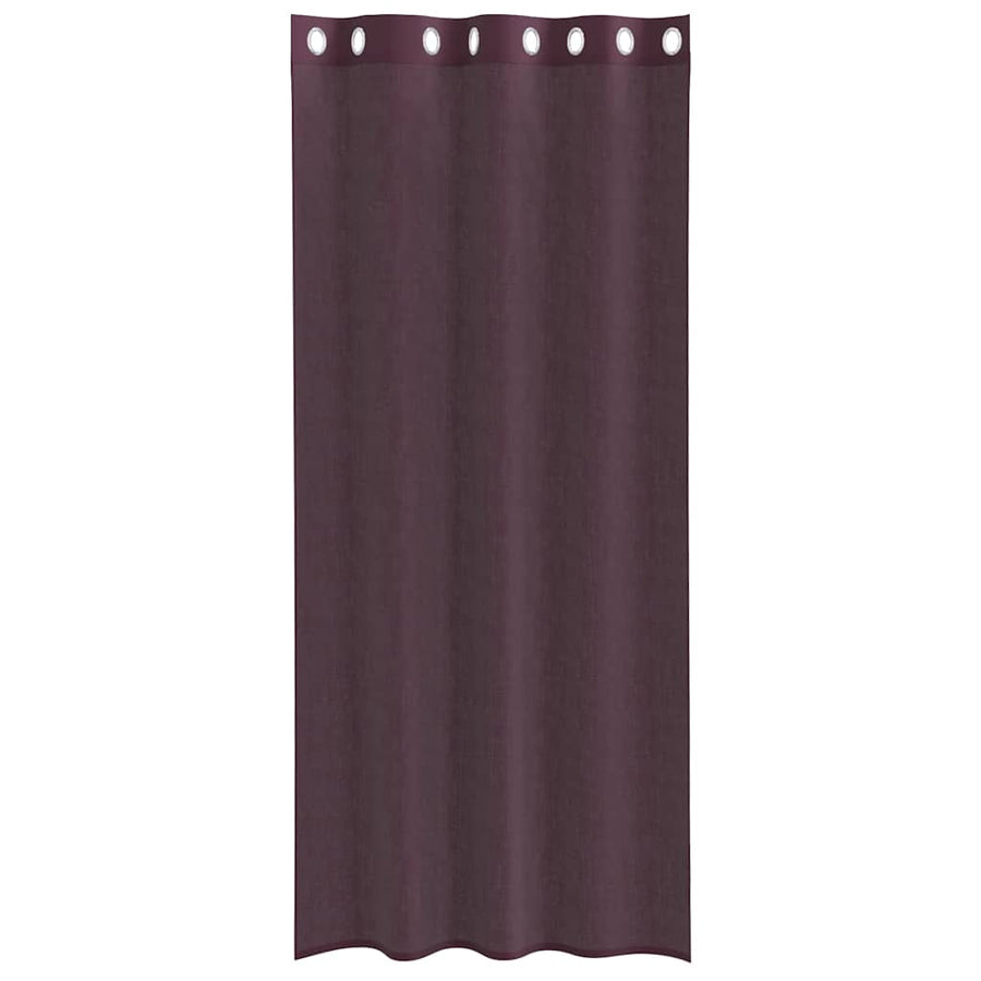 Gordijnen voile met doorvoertules 2 st 140x225 cm paars