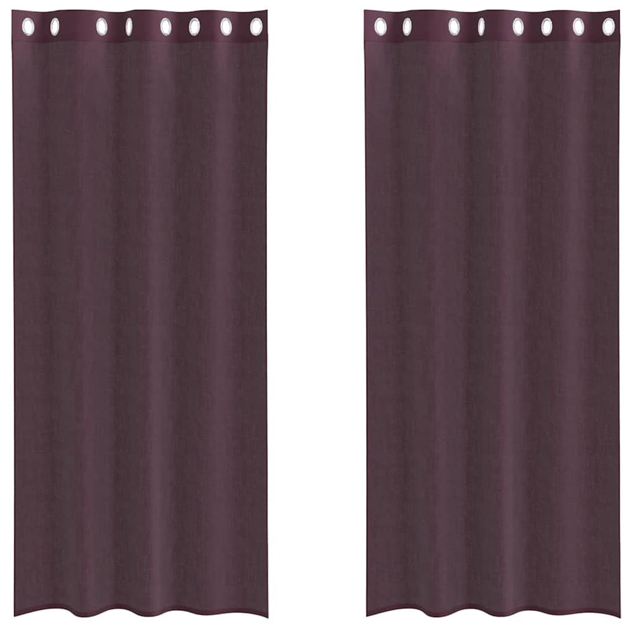 Gordijnen voile met doorvoertules 2 st 140x245 cm paars