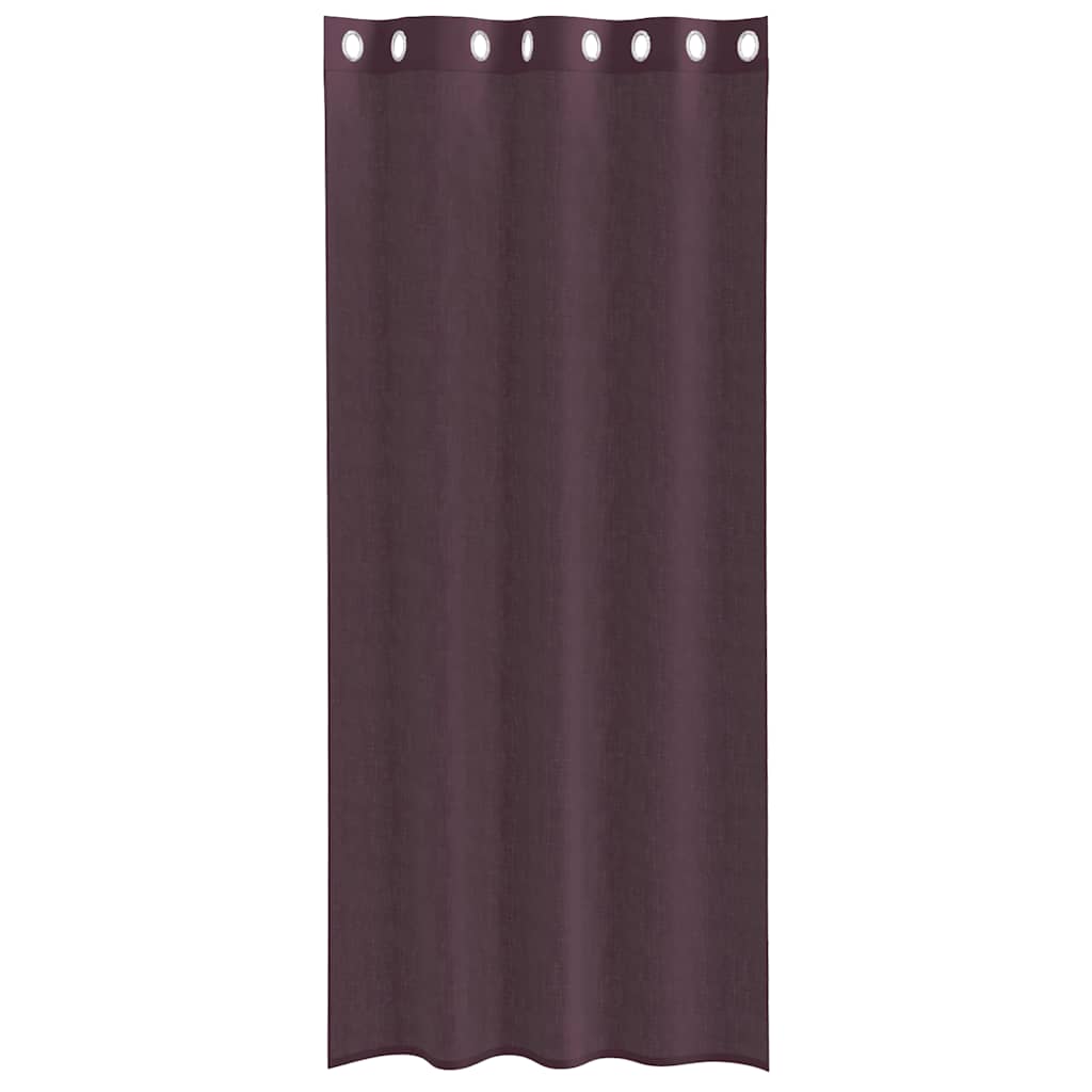 Gordijnen voile met doorvoertules 2 st 140x245 cm paars