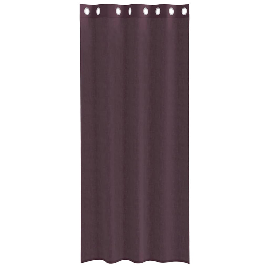 Gordijnen voile met doorvoertules 2 st 140x245 cm paars