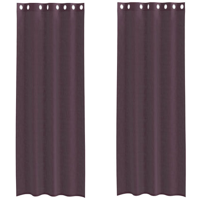 Gordijnen voile met doorvoertules 2 st paars 140x260 cm