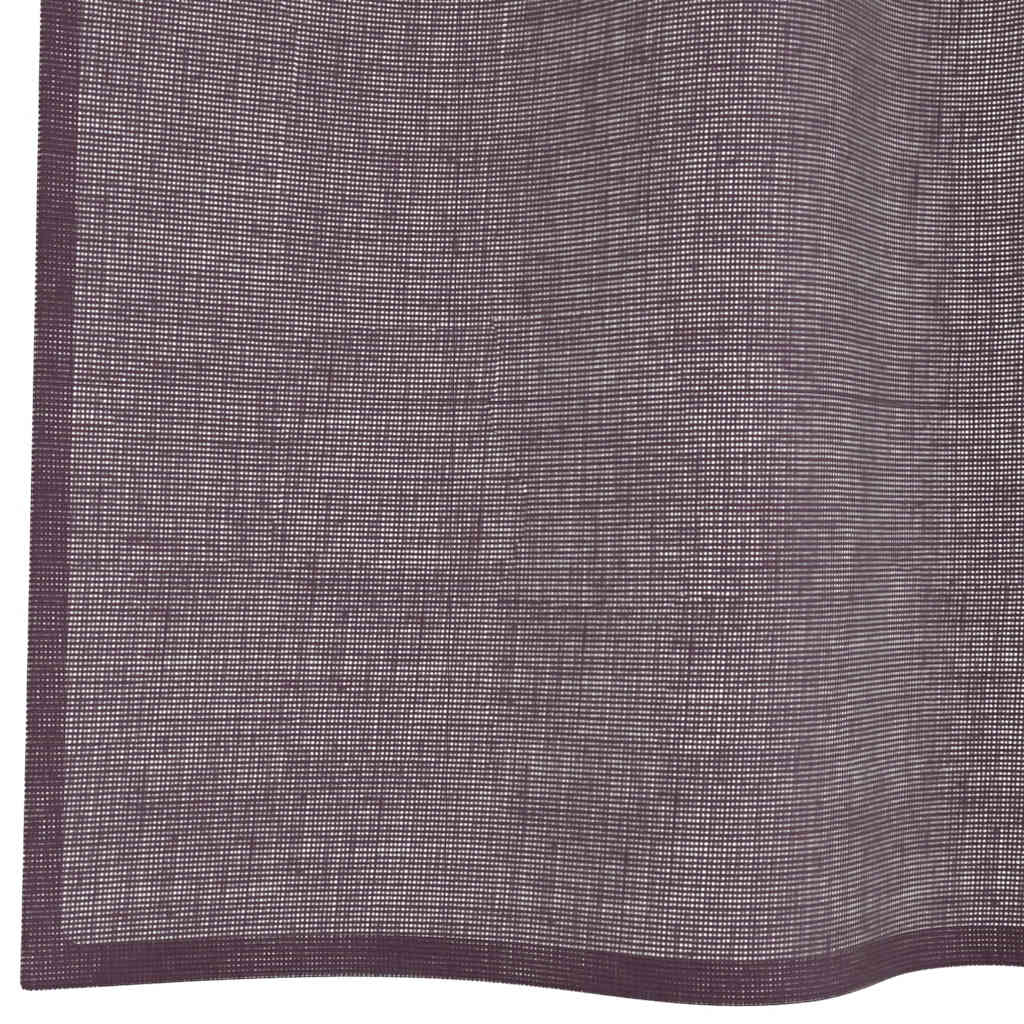 Gordijnen voile met doorvoertules 2 st paars 140x260 cm
