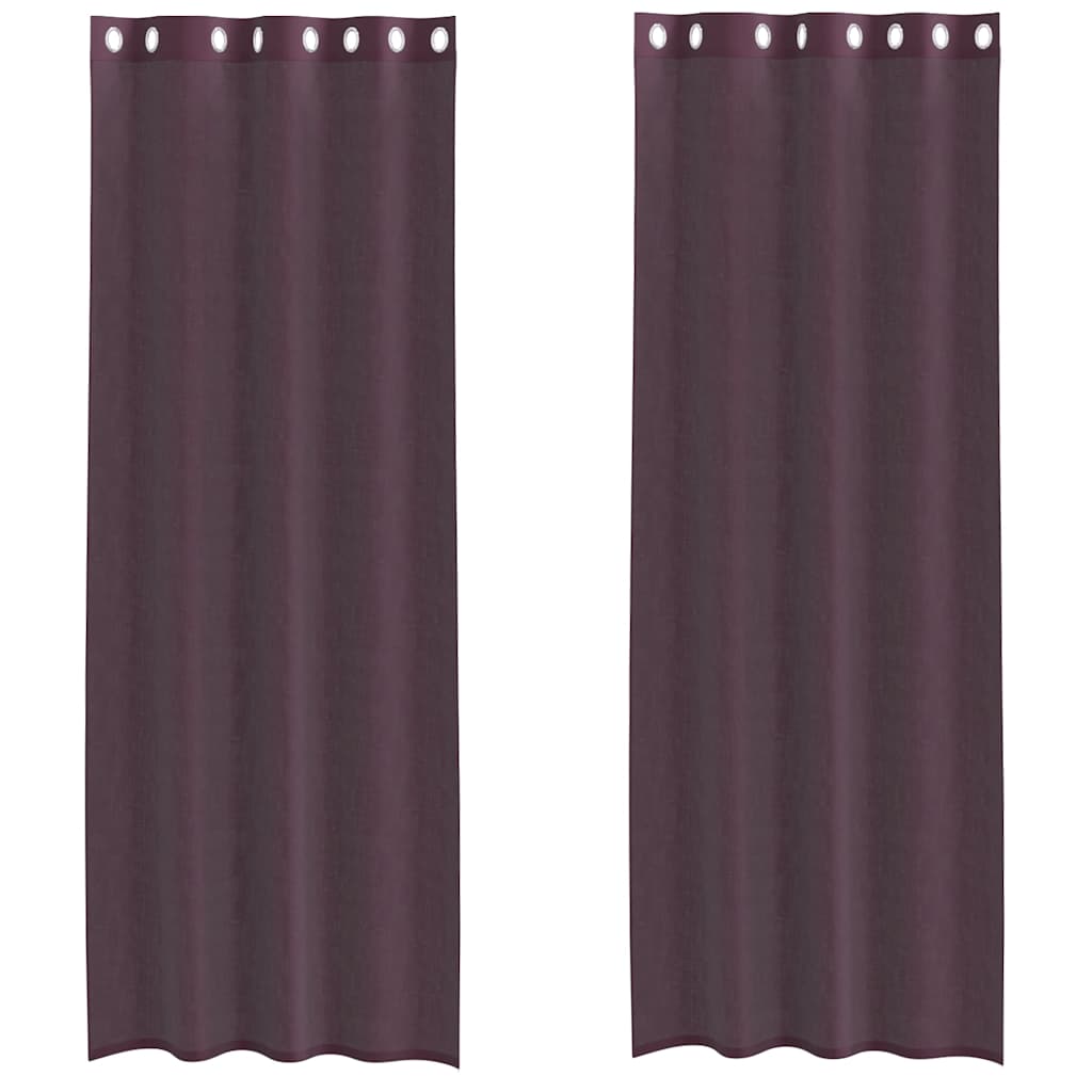 Gordijnen voile met doorvoertules 2 st 140x300 cm paars