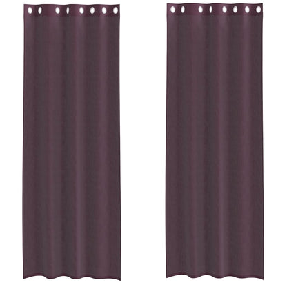 Gordijnen voile met doorvoertules 2 st 140x300 cm paars