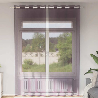 Gordijnen voile met doorvoertules 2 st 140x300 cm paars