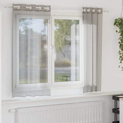 Gordijnen voile met doorvoertules 2 st 140x140 cm lichtgrijs