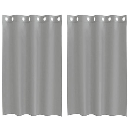 Gordijnen voile met doorvoertules 2 st 140x175 cm lichtgrijs