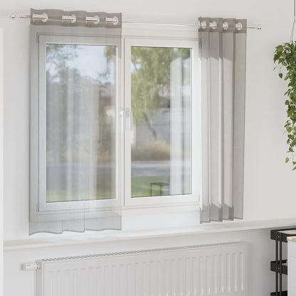 Gordijnen voile met doorvoertules 2 st 140x175 cm lichtgrijs