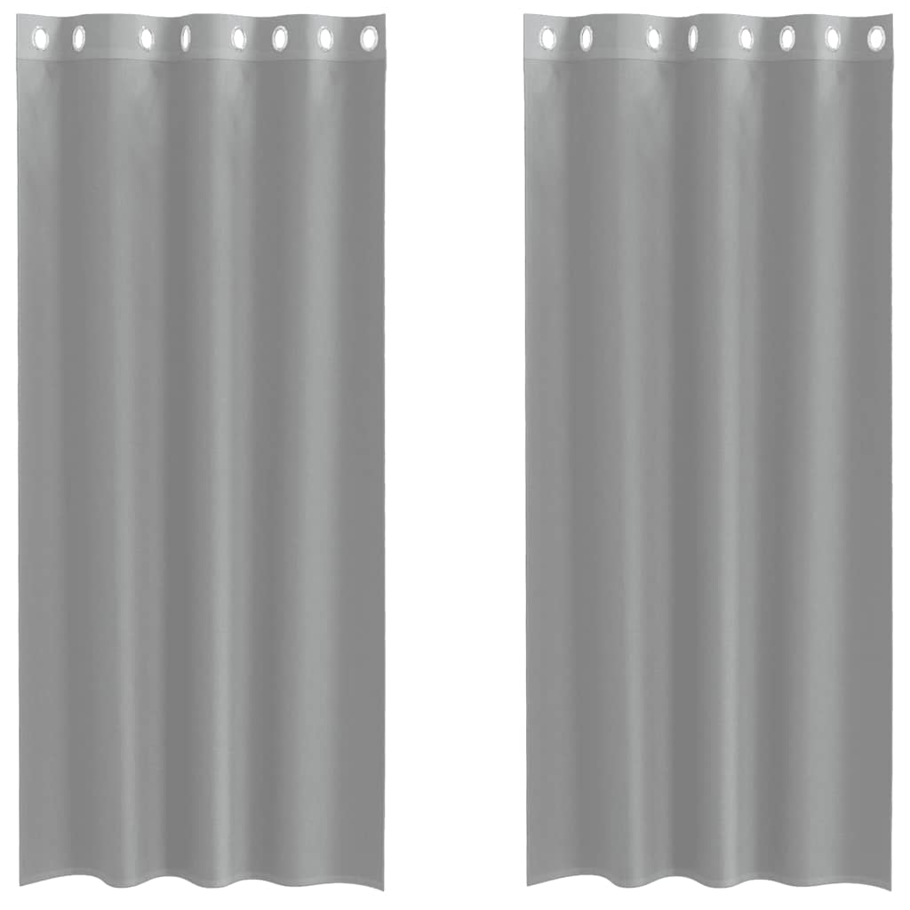 Gordijnen voile met doorvoertules 2 st 140x225 cm lichtgrijs