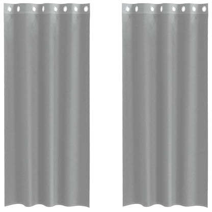 Gordijnen voile met doorvoertules 2 st 140x225 cm lichtgrijs