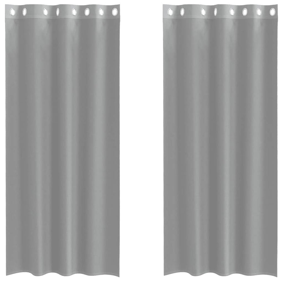 Gordijnen voile met doorvoertules 2 st 140x225 cm lichtgrijs