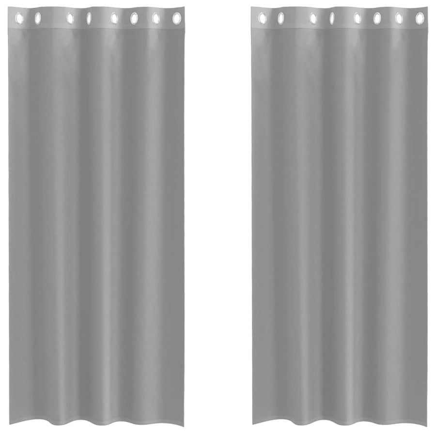 Gordijnen voile met doorvoertules 2 st 140x245 cm lichtgrijs