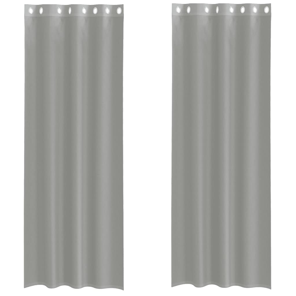 Gordijnen voile met doorvoertules 2 st 140x260 cm lichtgrijs