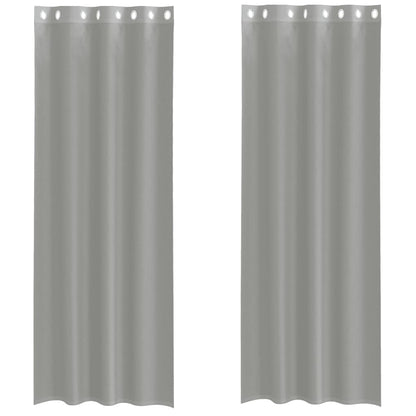 Gordijnen voile met doorvoertules 2 st 140x260 cm lichtgrijs